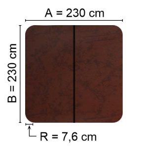 Brown Spalock 230 cm x 230 cm with a corner radius of 7.6 cm