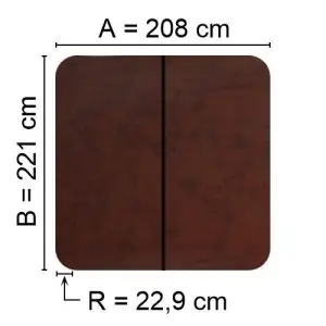 Brown Spalock 208 cm x 221 cm with a corner radius of 22.9 cm