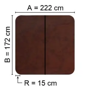 Brown Spalock 222 cm x 172 cm with a corner radius of 15 cm