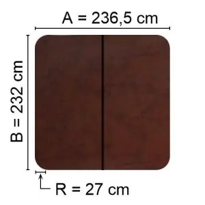 Brown Spalock 236.5 cm x 232 cm with a corner radius of 27 cm