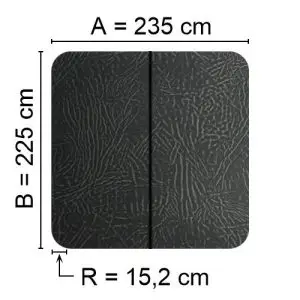 Grey Spalock 235 cm x 225 cm with a corner radius of 15.2 cm