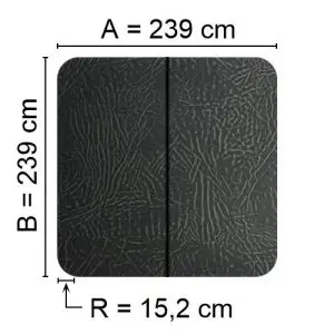 Grå Spalock 239 cm x 239 cm med en hjørneradius på 15,2 cm