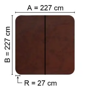 Brown Spalock 227 cm x 227 cm with a corner radius of 27 cm