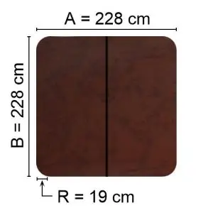 Brown Spalock 228 cm x 228 cm with a corner radius of 19 cm