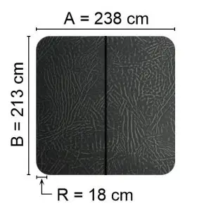 Grey Spalock 238 cm x 213 cm with a corner radius of 18 cm