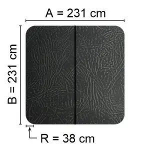 Grey Spalock 231 cm x 231 cm with a corner radius of 38 cm