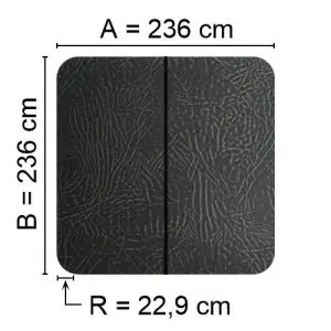 Grey Spalock 236 cm x 236 cm with a corner radius of 22.9 cm