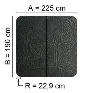 Grey Spalock 225 cm x 190 cm with a corner radius of 22.9 cm