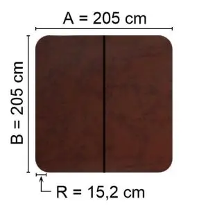 Brown Spalock 205 cm x 205 cm with a corner radius of 15.2 cm