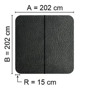 Grey Spalock 202 cm x 202 cm with a corner radius of 15 cm