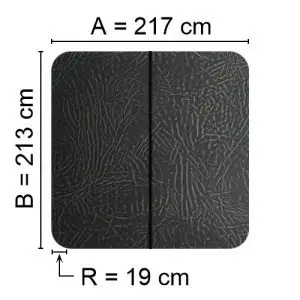 Grey Spalock 217 cm x 213 cm with a corner radius of 19 cm