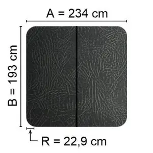 Grey Spalock 234 cm x 193 cm with a corner radius of 22.9 cm