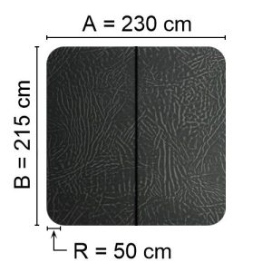 Grey Spalock 230 cm x 215 cm with a corner radius of 50 cm