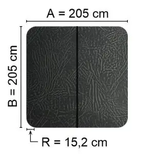 Grey Spalock 205 cm x 205 cm with a corner radius of 15.2 cm