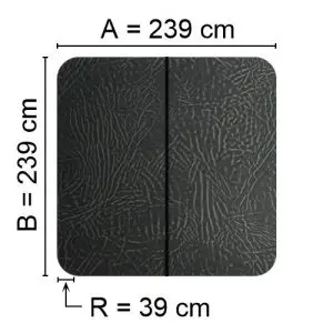Grey Spalock 239 cm x 239 cm with a corner radius of 39 cm