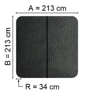 Grey Spalock 213 cm x 213 cm with a corner radius of 34 cm