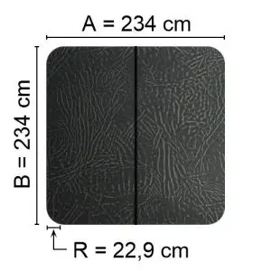 Grey Spalock 234 cm x 234 cm with a corner radius of 22.9 cm