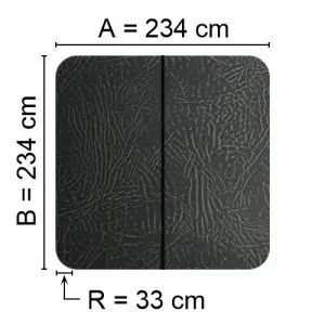 Grey Spalock 234 cm x 234 cm with a corner radius of 33 cm