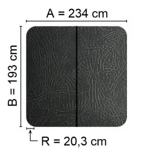 Grey Spalock 234 cm x 193 cm with a corner radius of 20.3 cm