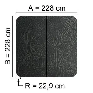 Grey Spalock 228 cm x 228 cm with a corner radius of 22.9 cm