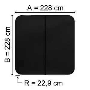 Black Spalock 228 cm x 228 cm with a corner radius of 22.9 cm