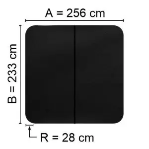 Black Spalock 256 cm x 233 cm with a corner radius of 28 cm