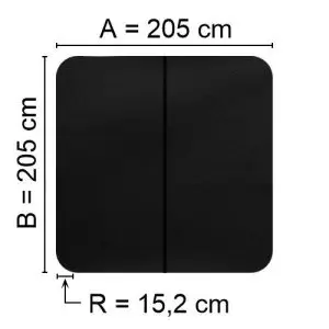 Black Spalock 205 cm x 205 cm with a corner radius of 15.2 cm